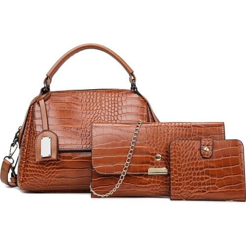 Women Small Pu Leather Handbags Fashion 3 Pieces Set Shoulder Bag High Quality Ladies Crossbody Bags for Women Casual Tote Bags