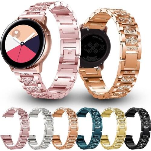 Women Diamond Bracelet for Samsung Galaxy Watch3 45mm Band for Galaxy Watch Active 2 Strap Quick Release Metal Belt 20mm 22mm