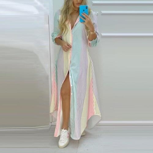 2021 spring and summer single-breasted fashionable sexy shirt dress womens new lapel long shirt dress slim cardigan dress