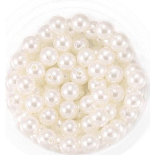 400Pcs 3-20mm Beige Round Pearl Beads For Jewelry Making Loose Spacer Beads Bracelet Necklace Charm Jewelry Findings Supplies