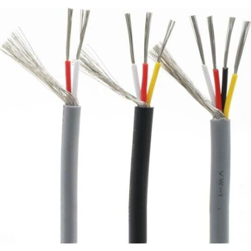 28AWG 26AWG 24AWG 22AWG UL2547 PVC 2/3/4 Cores Tinned Copper Shielded Signal Wire Headphone Cable Cord