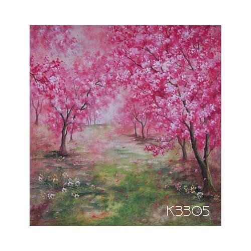 10x10ft Hand painted spring scenic Muslin backdrop background,red flower photography backdrops wedding,custom service K3305