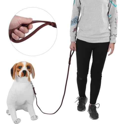 2.1m/1.6m/1.2m Braided Leather Dog Leash Rope Pet Dog Collar Lead Safe Walking Running Training Protect Control Harness