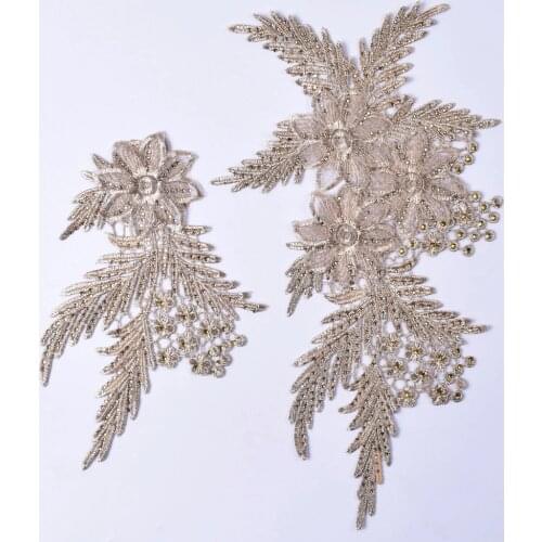 2Pcs/Set Gold Peacock Lace Embroidery Patches for Clothing Jeans Flower Butterfly Applique Stripe Clothes Sticker Hole Repair