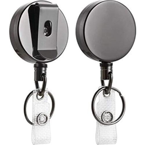 2 Pack Heavy Duty Retractable Badge Holder Reel,Metal ID Badge Holder with Belt Clip Key Ring for Name Card Keychain
