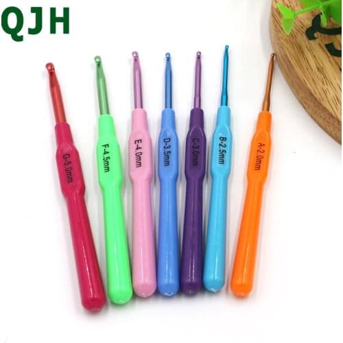 New 7PCs Mixed Metal Hook Crochet Template Kit TPR Aluminum Knitting Needles For Loom Tool Band DIY Crafts RX026