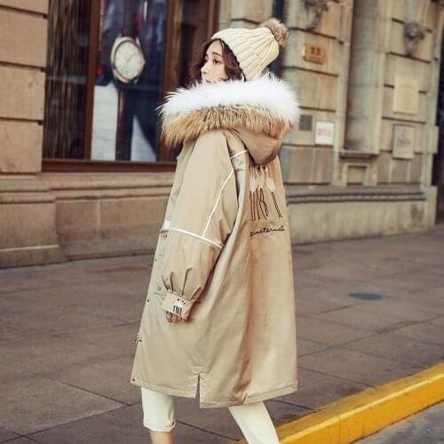 90% White Duck Down Coats Winter Women Raccoon Fur Collar Down Parka Ladies Warm Down Jacket Coat Women Long Embroidery Overcoat