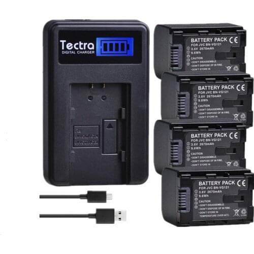 1pc 2670mAh BN-VG121 VG121U VG121US Battery+LCD Charger for JVC Everio GZ-E Series BN-VG138 BN-VG107U VG121 VG114 Batteries