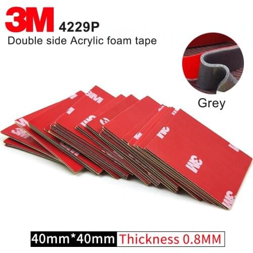 Gray 3M original 4229P thickness 0.8mm Auto double sided adhesive acrylic foam tape,10Pcs/Lot,Size 40mm*40mm