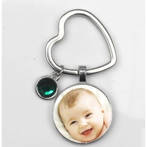 Custom Keychain crystal Double sided tassel Personalizeds Photo Pendant Baby Child Mom Dad Grandparent Loved Gift Family Member