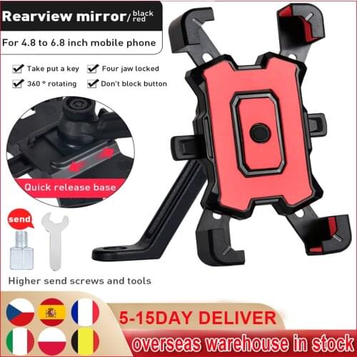 2021 Aluminum Alloy Bike Bicycle Phone Holder Racks Motorcycle Handlebar Mount Non-Slip Moblie Cell Phone Clip For 4.8-6.8 Inch