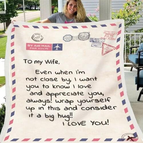 Letter Design Blanket To My Daughter/Wife/Son/Girlfriend Warm Cozy Letter Throw Blanket for Bed Sofa Couch Birthday Gifts