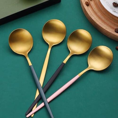 Stainless Steel Home Long Handle Korean Creative Net Red Soup Watermelon Spoons Children Spoon To Eat Cute Aparelho De Jantar