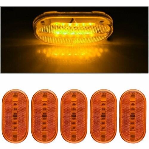Fuleem 5PCS 4" x 2" Amber Side Marker LED Light Rectangle Trailer and Clearance Lights 6 LED Sealed Waterproof 12V