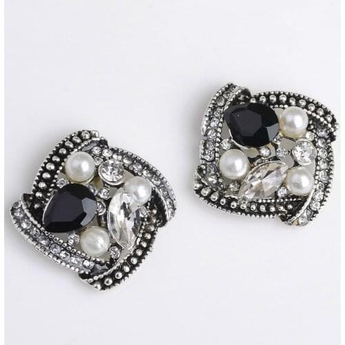 Hot 10Pc 19x19MM Gorgeous diamond Alloy jewelry Accessories Flat Back Imitation pearls Base Settings Wholesale Handmade Fitting