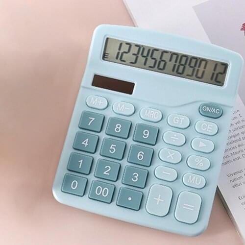Solar Calculator 12 Digits LCD Display Electronic Calculator Solar/Battery Power Economical Calculator School Office Calculator
