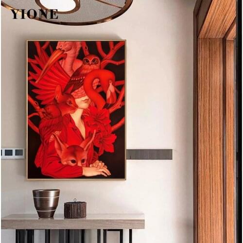 Red Owl Cat Flamingo Toucan Cattle Girl Art Canvas Posters Abstract Animals Figure Picture Prints Home Decoration Wall Paintings