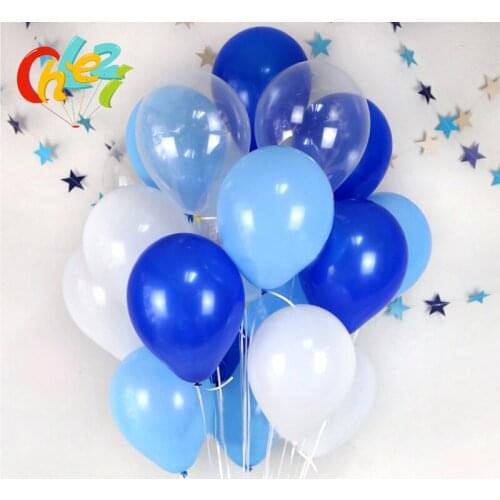 30Pcs/lot Blue Clear White Round Balloons Transparent Balloon Latex Helium Float Birthday Party Baby Shower Wedding Decor Balls