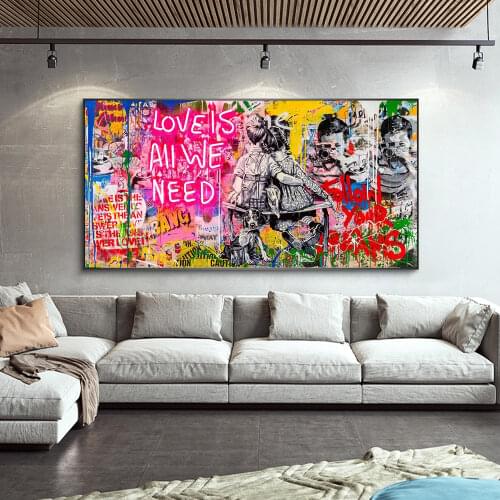 Love is All We Need Banksy Art Canvas Paintings On the Wall Art Posters And Prints Graffiti Street Art Pictures Home Decoration