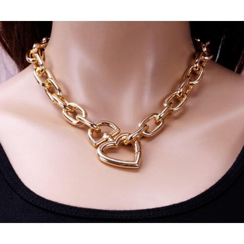 Fashion Street Alloy Thick Choker Necklace for Women Heart Clavicle Chain Jewelry Accessories gifts цепочка dropshipping