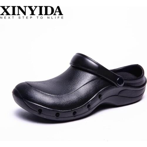 High Quality EVA Men Chef Shoes Non-slip Waterproof Oil-proof Cook Flat Sandals Hotel Kitchen Working Shoes Clogs Men Size 36-45