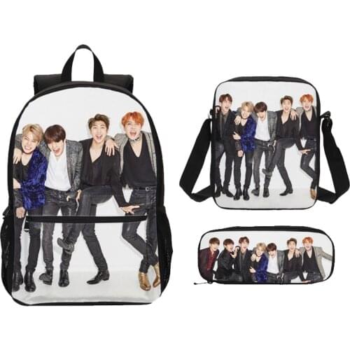 2020 Kpop Print School Bag Set Teenager Girls Cute Student School Backpack Kids Schoolbag Idol Pattern Primary Children Bookbags