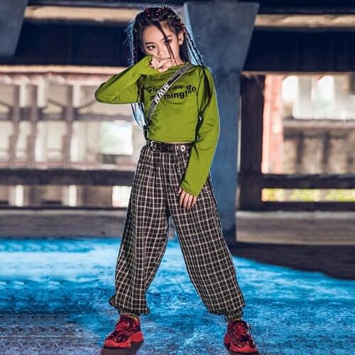 Hip Hop Clothes Kids Costume Long Sleeve Street Wear Girls Jazz Dancing Sweatshirt Loose Hiphop Pant Festival Stage Wear 3911