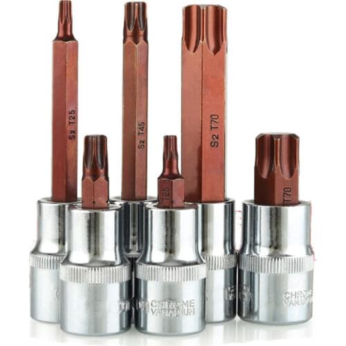 One Pcs 1/2" Drive Impact Screwdriver Socket Bit S2 Torx Star Bit Socket Wrench Adapter Home Auto Repair Tools T15-T70