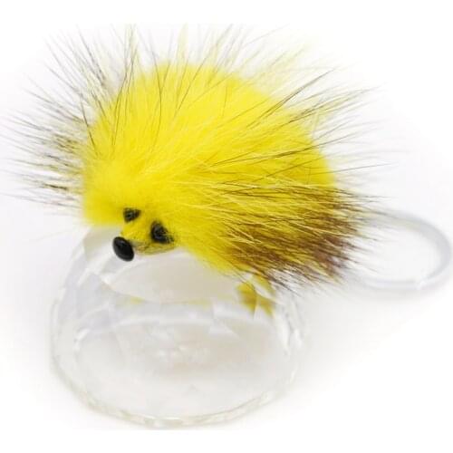 Original New Cute Fluffy Pompom Hedgehog Keychain Women Genuine Mink Fur Pompon Keyring Toy Doll Bag Charm Key Chain Holder Gift