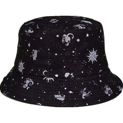 Ldslyjr Cotton Starry Sky Print Bucket Hat Fisherman Hat Outdoor Travel Sun Cap Hats for Men and Women 17