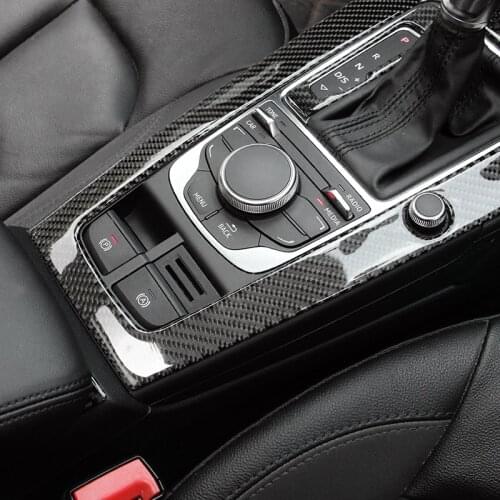 100% Real Carbon Fiber Control Gear Shift Panel Decorative Cover Car Styling Sticker for Audi A3 S3 2014 2015 2016 LHD