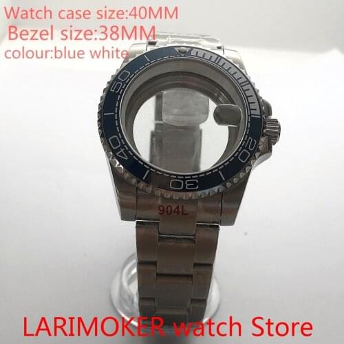 Suitable for NH35 NH36 Miyota8215 40mm sapphire glass 904L stainless steel case transparent back with rotating bezel white blue