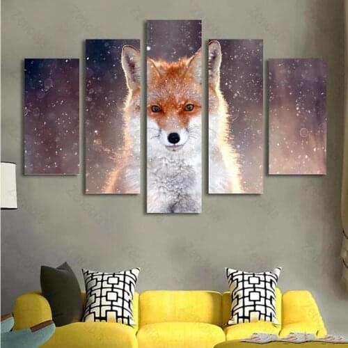 Poster Domineering and Good-Looking Fox Standing On The Ground In The Snow Wall Art Decoration Canvas Painting for Living Room a