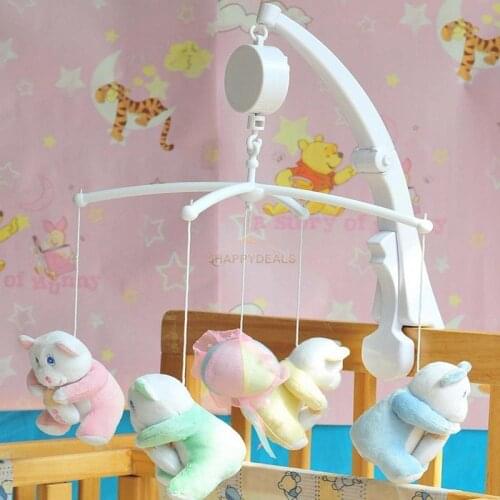 Rotary Baby Crib Mobile Bed Bell Toy Holder Arm Bracket Hanging Music Box White For Boys Girl Newborn 0-12 Months Rattles Toys