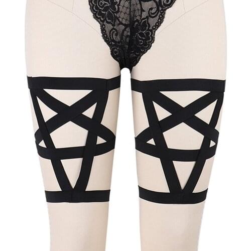 Pentagram Garter Belt Pastel Goth Women Sexy Bondage Stockings Body Harness Belt Punk Edgy Lingerie Body Cage Garter