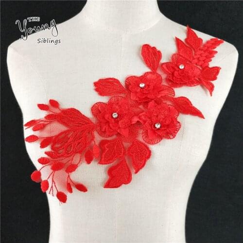 Hot sale Red Venise Lace Collar embroidered Applique Fine Lace Neckline Sewing Craft Supplies Lace Fabric DIY Clothing Accessory