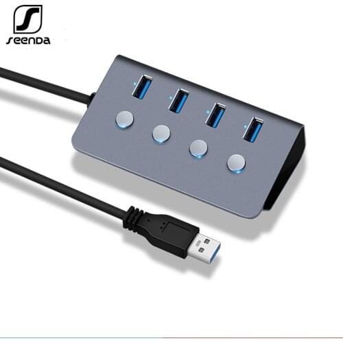 SeenDa Sub-control Switch 4-Port USB 3.0 HUB Aluminum Alloy 5Gbps Multi USB Splitter Adapter High Speed For Desktop Laptop