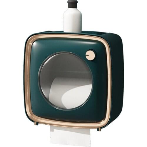 Toilet tissue box roll paper draw paper storage rack waterproof hole free wall mounted toilet paper box