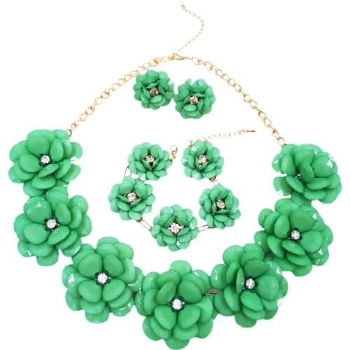 Stylish mint green flower african beads jewelry set
