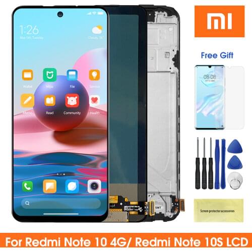 Super AMOLED 6.43'' Screen For Xiaomi Redmi Note 10 M2101K7AI M2101K7AG Lcd Display With Screen Digitizer For Redmi Note10 4G