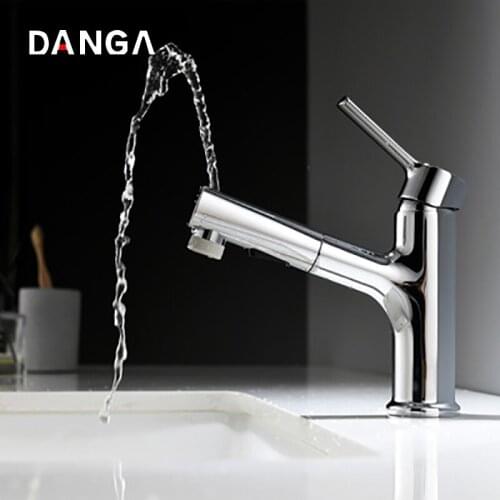 50cm Pull-out Bathroom Faucet 3 In 1 Basin Tap Chrome Vanity Water Faucet Brass Sink Mouthwash Water-tap Hot and Cold Mixer Tap