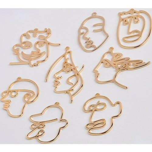 Min order 10pcs/lot Funny abstract face silhouette fashion copper charms diy jewelry earring/garment pendant accessory