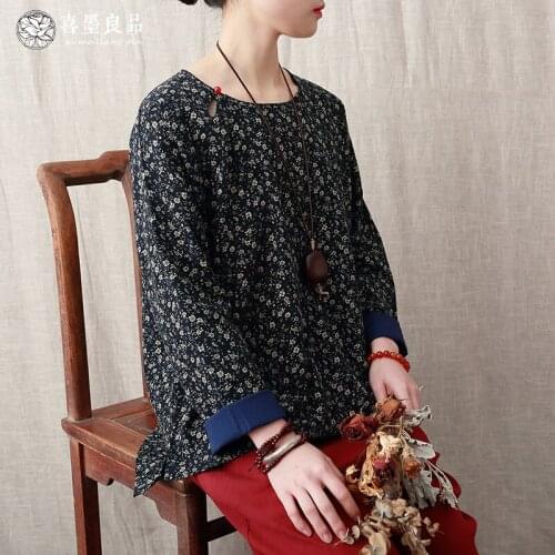 Women Irregular Leng Broken Floral Cotton Linen Shirt Tops Ladies Retro Vintage Loose Blouse Shirts Female 2020 Spring Shirt