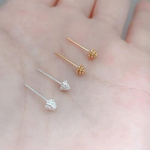 Binmonray 925 Sterling Silver Cute Dots Shape Tower Type Small Stud Earrings for Women Simple Basic Understated Earrings Jewelry