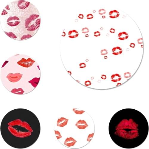 58mm happy valentines day with red lips Icons Pins Badge Decoration Brooches Metal Badges For Backpack Decoration