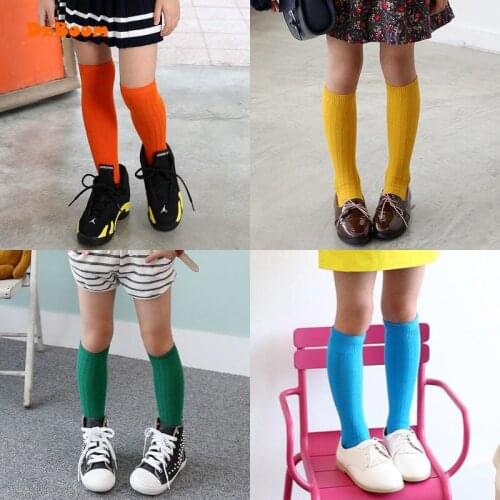 1 Pair Girls Boys Child Lovely Knee High Socks Spring Autumn Popular Cotton Solid Color Casual Comfortable Winter Kids Long Sock