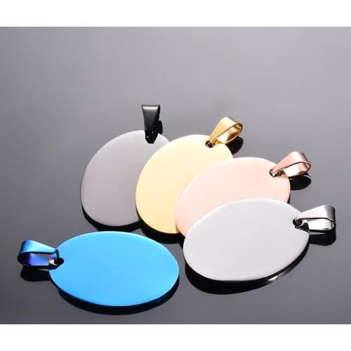 10pcs Wholesale 5 Colors Stainless Steel Dog Tags Pendant Oval Shape Necklace Jewelry Pet ID Dog Tags Collars