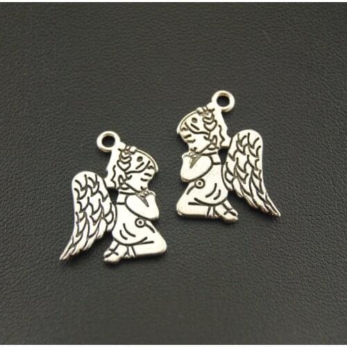 10 Pcs Silver Color Praying Angel Girl Charms Jewelry Making DIY Handmade Craft A1133