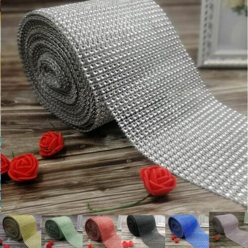10 Yards/Lot 24 Rows Diamond Mesh Party Xmas Decoration Trim Wrap Roll Sparkle Rhinestone Crystal Bling Cake Ribbon