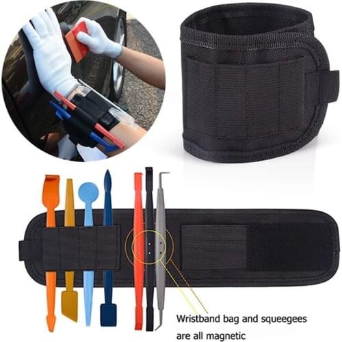 2 pieces Car Wrap Magnetic Wristband Tools Bag For Holding Window Tint Squeegee Scraper Knife Wrapping Film Magnet Waist Bags